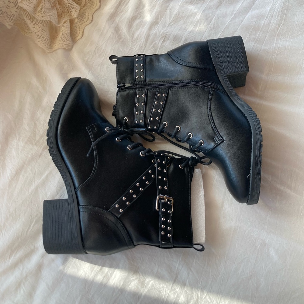 Jessie Ankle Boot - Black Embellished (extra wide fit) Size 10